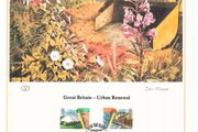 1984 Great Britain Limited Edition Lithographed Print measuring 333mm X 257mm showing urban Renewal Commemorative stamps with First Day of Issue Cancel