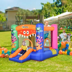 Bouncy Castle Inflatable Basket Trampoline Slide Monster Design 2.9 x 2 x 1.55m