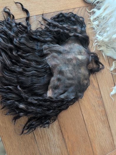 Doll hair Goat skin with long curls