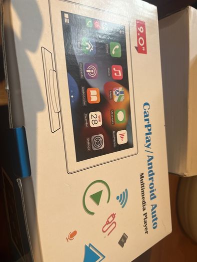 9'' Carplay Screen for Car, Wireless Carplay & Android Auto, Rotatable Car Play Screen with 1080P Backup Camera, Android Auto Screen with Mirror Link, Bluetooth, GPS Navigation, Voice Assistant