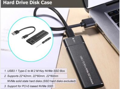 Brand New 2-in-1 M.2 SSD Enclosure NGFF & NVMe Dual Protocol Aluminum Case