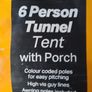 Halfords 6 person tunnel tent with porch- as new Image 5