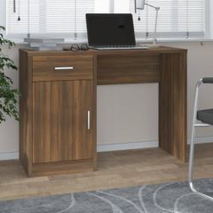 Desk with Drawer & Cabinet Brown Oak