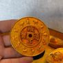 Vintage Chinese Octagonal Lacquered Box with Gilt-Bronze Sycee Ingots And Zodiac Coin Image 7
