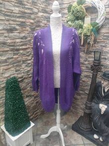 Vintage 80s purple embellished cardigan