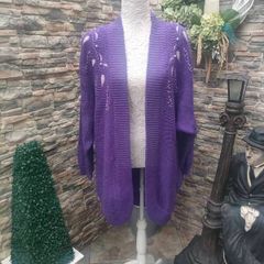 Vintage 80s purple embellished cardigan