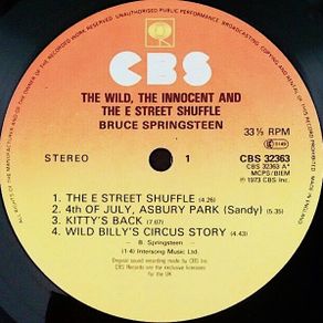 Bruce Springsteen The Wild, The Innocent & The E Street Shuffle Rock UK Vinyl