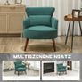 Modern armchair, Padded accent chair with lumbar cushion, Rubberwood legs, Dark green Image 3