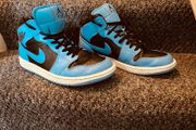 Air Jordon 1 Mid 'university Blue/black'