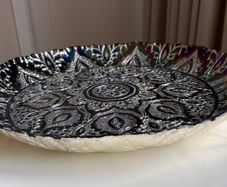 Middle Eastern Style Decorative Round Glass Serving Tray