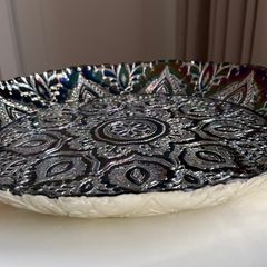 Middle Eastern Style Decorative Round Glass Serving Tray