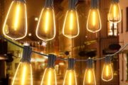 120FT Festoon Lights Outdoor, Garden Patio String Lights Mains Powered, 2200K Warm White, ST38 Waterproof LED String Lights with 62 Plastic Vintage Bulbs for Backyard Party Wedding (FREE POSTAGE)