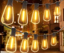 120FT Festoon Lights Outdoor, Garden Patio String Lights Mains Powered, 2200K Warm White, ST38 Waterproof LED String Lights with 62 Plastic Vintage Bulbs for Backyard Party Wedding (FREE POSTAGE)