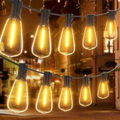 120FT Festoon Lights Outdoor, Garden Patio String Lights Mains Powered, 2200K Warm White, ST38 Waterproof LED String Lights with 62 Plastic Vintage Bulbs for Backyard Party Wedding (FREE POSTAGE)