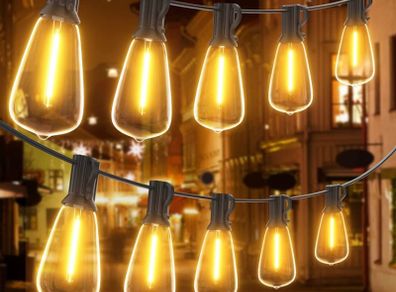 120FT Festoon Lights Outdoor, Garden Patio String Lights Mains Powered, 2200K Warm White, ST38 Waterproof LED String Lights with 62 Plastic Vintage Bulbs for Backyard Party Wedding (FREE POSTAGE)