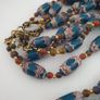 Antique Venetian Style Deep Teal Blue Glass Beads Necklace Image 4
