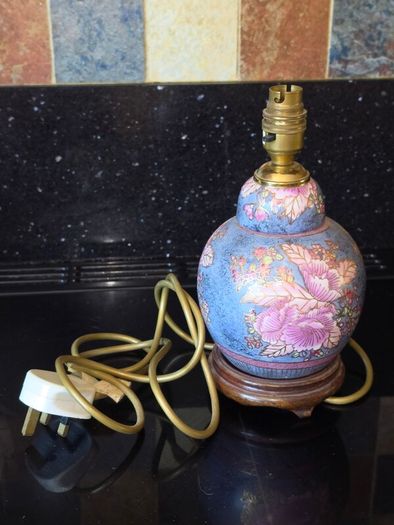 3X Antique Table Lamps - Italian Onyx Marble & Japanese Chokin Art