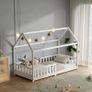 Children's Bed 90 x 200 cm Floor Bed with Fall Protection and Slatted Frame for Children Children's Beds for Girls and Boys Solid Pine Wood in White Image 8