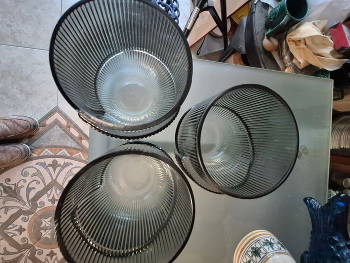 Vintage 3 glass plant holders