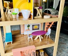Doll house on wheels. Furniture perfect size for barbies