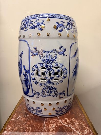 Vintage Chinese Porcelain Garden Stool Handpainted Ceramic