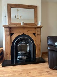 Fireplace, surround and mirror