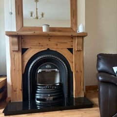 Fireplace, surround and mirror