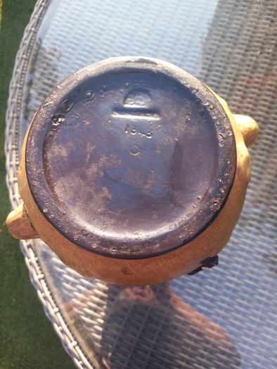 Pair of antique Bretby vases, repair to one arm, D18