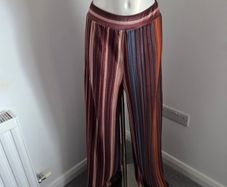 New. Gorgeous Royal Bell Wide Leg Velour-feel striped trousers. Fit 8-12.