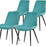 Set of 4 Sage Velvet Dining Chairs with Backrest Black Steel Frame Image 5