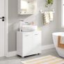 Vanity cabinet, bathroom cabinet with double door, bathroom cabinet with adjustable shelf level, base cabinet with feet, for bathroom, 60 x 30 x 63 cm, white Image 2