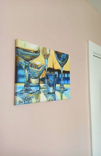 Hand-painted glass cups painting 'Memories'