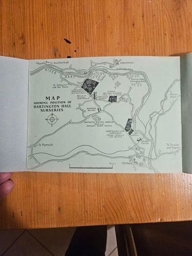 Dartington Hall Ltd Gardens Catalogue from 1935, featuring black-and-white botanical and landscape illustrations on the cover. In good condition. See photos for same.