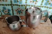 Old Hall,  Stainless steel, vintage teapot and jug