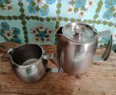Old Hall,  Stainless steel, vintage teapot and jug