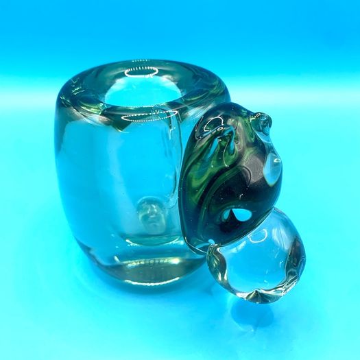 Vintage art glass candlesticks shaped like a hippopotamus