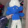 Chunky Knit Smurf Plushie. Large 29inch tall Chenille Yarn Doll Image 7