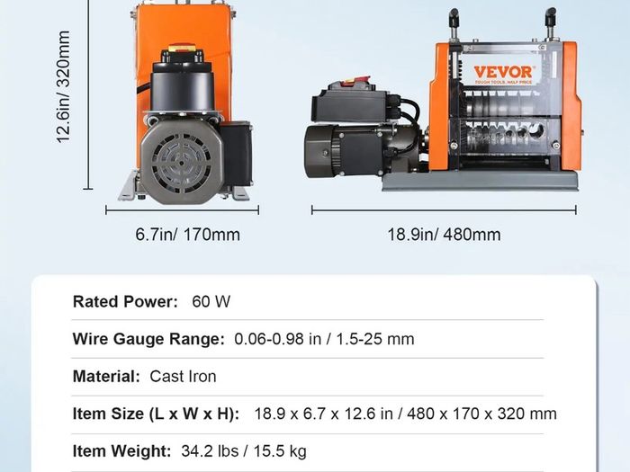 Electric Wire Stripping Machine 60W 1.5-25mm