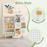 Rattan Bookcase, Storage Sideboard Cabinet with Metal Legs, Wooden Bookshelf with 3 Door, 6 Open Compartments, Freestanding Display Rack for Living Room, Study,102x29x96cm(White) Image 5