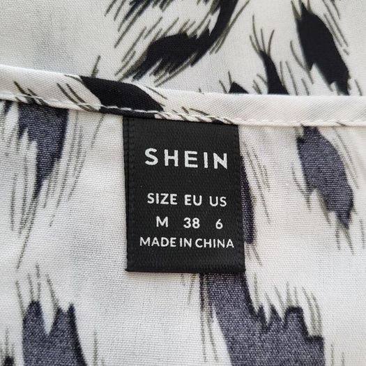 Shein white top w/black pattern, Size M / UK10