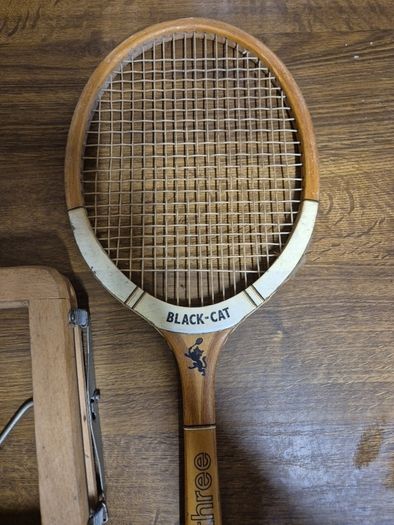 Vintage Tennis Racquet Black Cat Number Three Castlewood