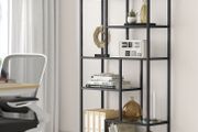 Bookcase with 6 shelves ink black - transparent glass