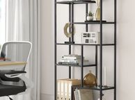 main image for ad Bookcase with 6 shelves ink black - transparent glass