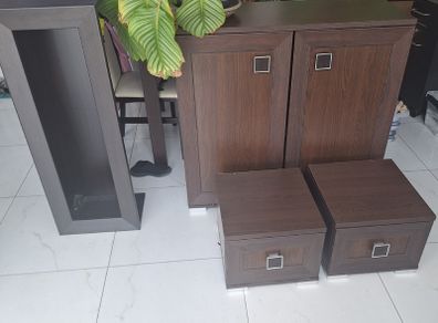 NEED GONE TODAY Bedroom furniture sideboard , 2x lockers  , wall shelf,