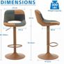 Bar Stools Set of 2, Boho Colorful Patchwork Barstools, Adjustable Swivel Counter Stools Faux Leather Upholstered Counter Chairs with Hollow Back, Bar Chair for Kitchen Island, Tan Image 2