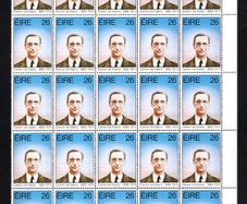 1982 Ireland Centenary of the Birth of Eamon DeValera Commemorative Stamps Block of 25 Mint Never Hinged (MNH)
