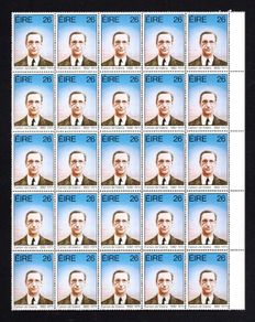 1982 Ireland Centenary of the Birth of Eamon DeValera Commemorative Stamps Block of 25 Mint Never Hinged (MNH)