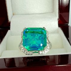 Silver D'Joy peacock triplet quartz & white zircon ring