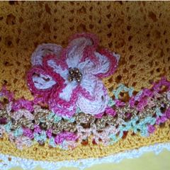 Hand Knitted Summer Hat. Age 6-10