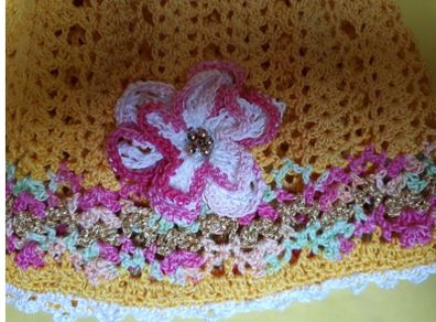 Hand Knitted Summer Hat. Age 6-10